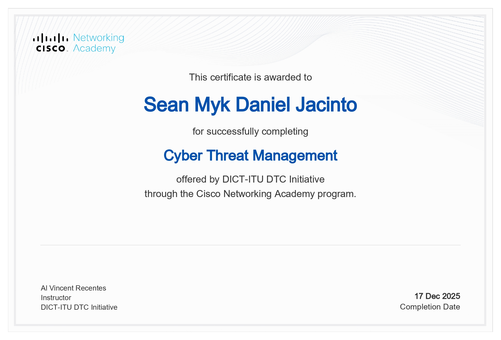 Cyber Threat Certificate